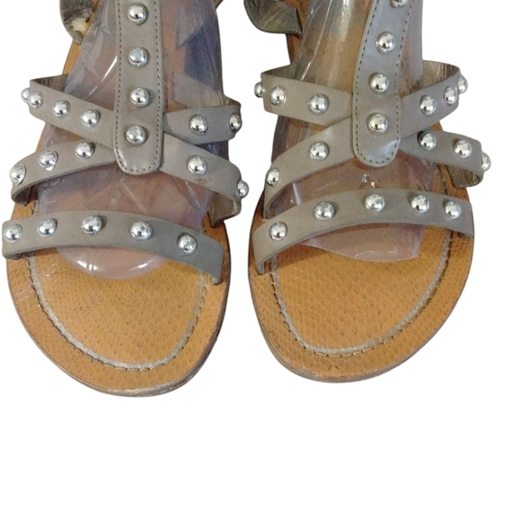 Sam Edelman Circus Eavan Studded Leather Gladiator Sandals in Green/Taupe Sz 6 - Picture 3 of 11